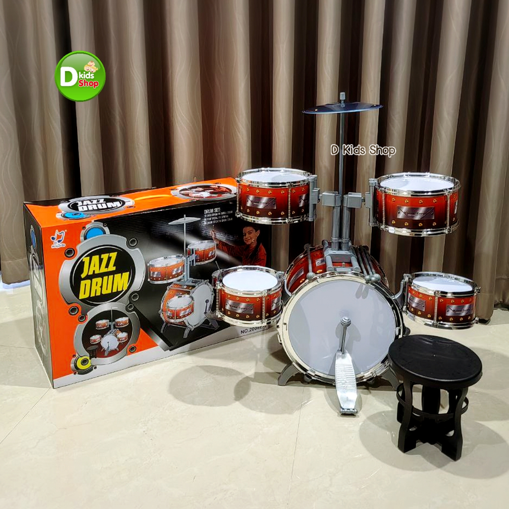 💥Shock Sale 💥JAZZ DRUM MUSIC กลองของเด็กเล่น 5 ใบ พร้อมเก้าอี้ กลองชุดเด็ก กลองเด็ก  VR8008E
