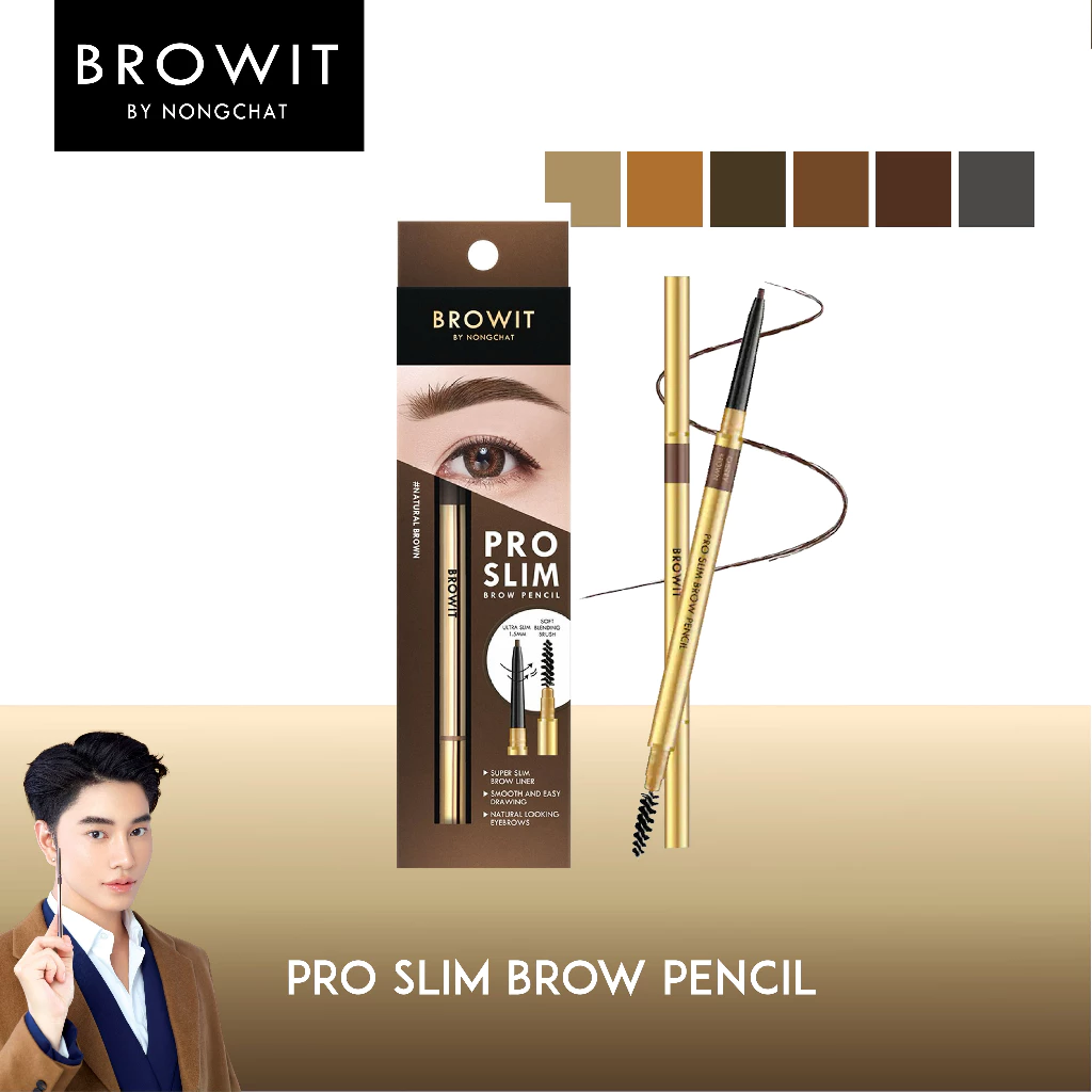 BROWIT BY NONGCHAT Pro Slim Brow Pencil ดินสอเขียนคิ้ว ดินสอเขียนคิ้วน้องฉัตร
