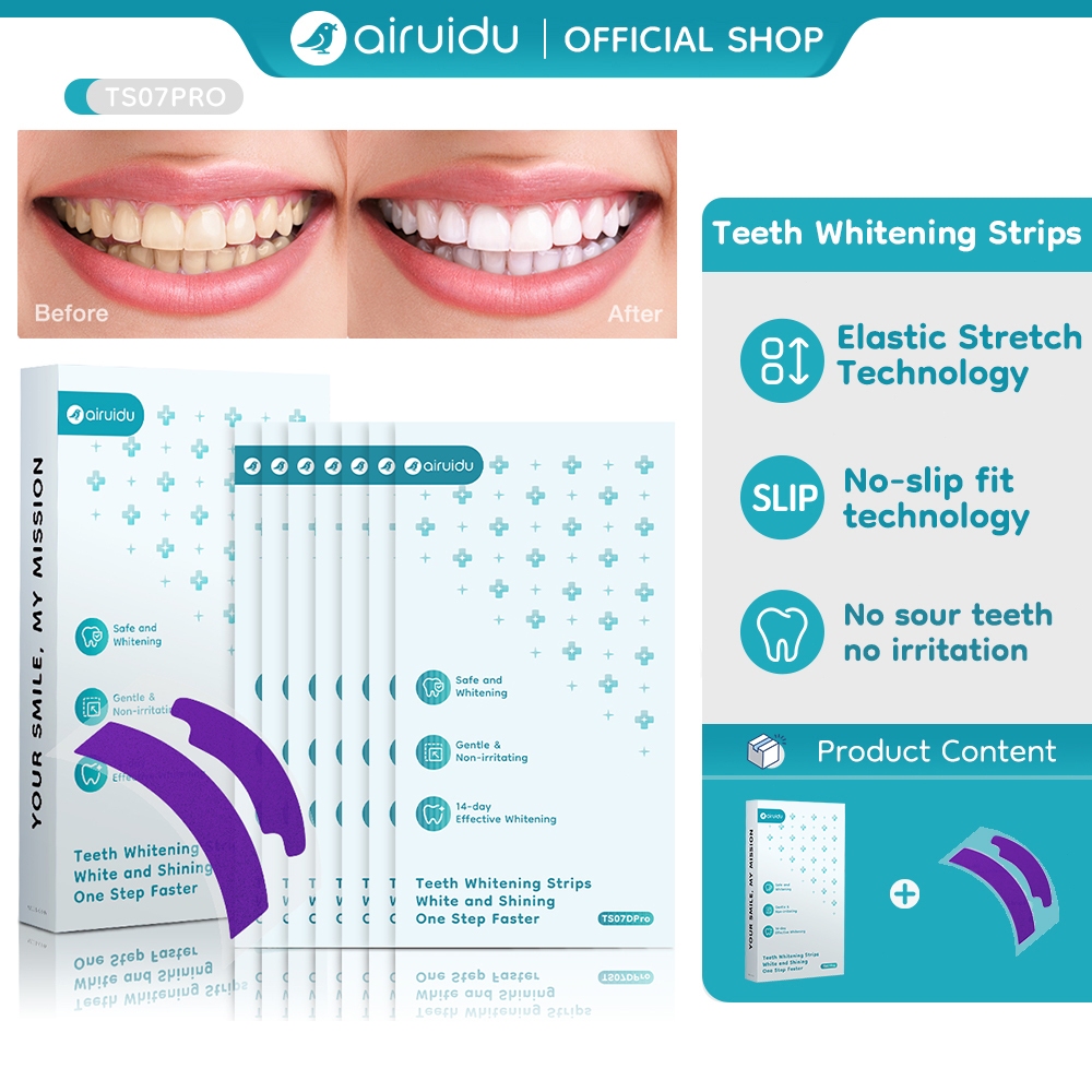 Airuidu TS07Pro Professional Teeth Whitening Strips 1 box แผ่นแปะฟันขาว (1กล่องมี 7 ซอง)
