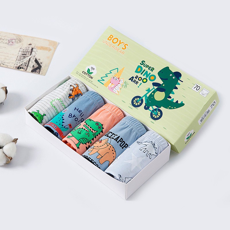 แพ็ก 5ชิ้นสุดคุ้ม! งานสวยแพคกล่อง กางเกงในเด็กชาย ทรงสามเหลี่ยม นุ่ม เบา ระบายอากาศดี ไม่รัดพุง ใส่สบายทั้งวัน y35