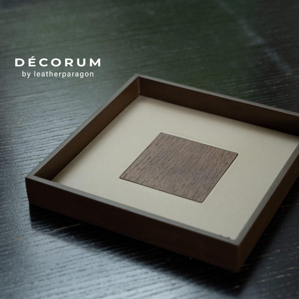 Decorum - Wooden Double Square Tray ถาดหนัง ใส่ของ เครื่องประดับ ตกแต่งบ้าน โรงแรม