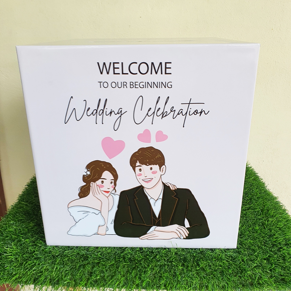 กล่องใหญ่ใส่ซองแต่งงานขนาดกล่อง 29x29x29cmWeddingDay กล่องกระดาษแข็งพร้อมใช้งานพร้อมส่ง