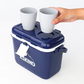 ESKIMO COOLER กระติกน้ำพลาสติกเก็บความเย็น ทรงเหลี่ยม หูล็อค หูหิ้ว เก็บเย็นนาน 12 ชม. 3L / 4L สีน้ำเงิน สีครีม
