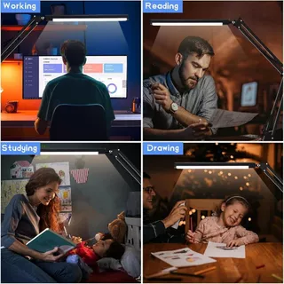 Ochi โคมไฟป้องกันดวงตา LED โคมไฟตั้งโต๊ะ usb โคมไฟตั้งโต๊ะสำหรับอ่านหนังสือที่มีคลิปหัวคู่ไฟ LED แบบพับได้ไฟในร่ม
