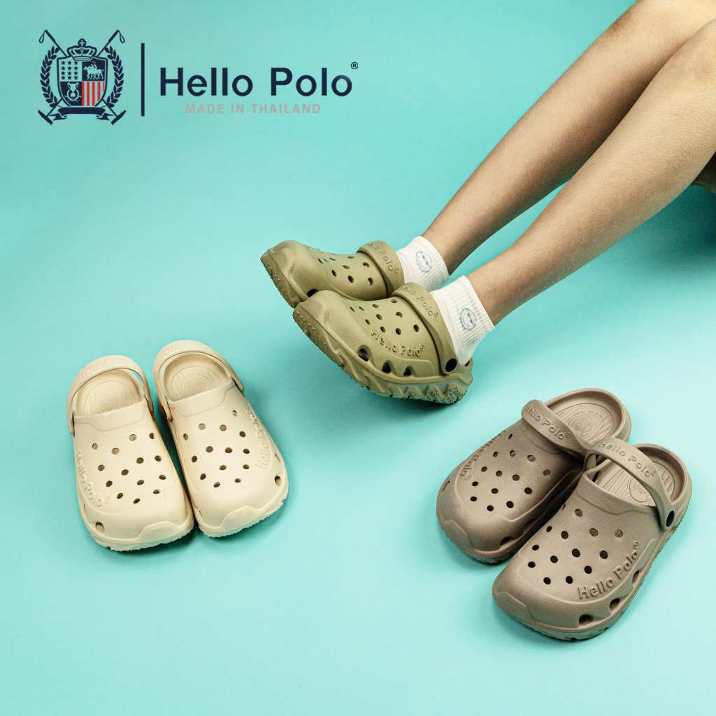 Hello Polo รองเท้าแตะรัดส้น รองเท้าหัวโต แฟชั่นผู้หญิง EVA น้ำหนักเบา กันน้ำ ระบายอากาศได้ดี  Size 36-45 รุ่น HP8055