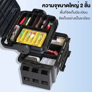 กล่องตกปลา กล่องใส กล่องใส่ปลา fishing box สีเขียวเข้ม 2 ชั้น รวมถึง ตัวสอดก้าน ที่วางแก้ว 6L/12L แถมกล่อง ส่งใน 24 ชม.