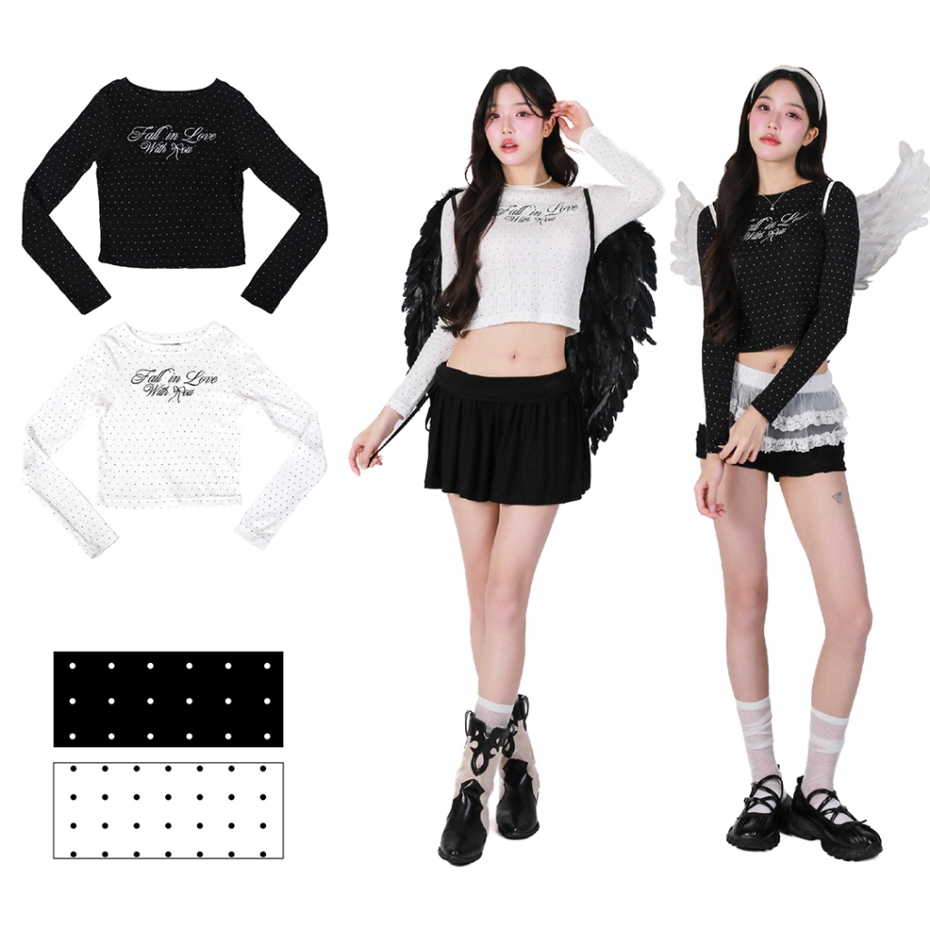 kome.offi (S-4XL) เสื้อคอกลมแขนยาว รุ่น remi top (ver. dotty)