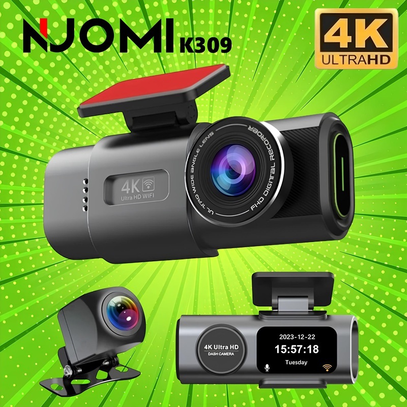 กล้องติดรถยนต์ K309 4K+ Ultra HD Video 2160p WiFi WDR CarCam 2กล้องหน้าหลัง ภาพคมชัด กลางวัน กลางคืน