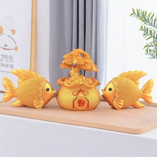 (ส่งจากไท) ของตกแต่งบ้าน ปลาทองตกแต่งคู่ งานฝีมือเรซิน ตกแต่…