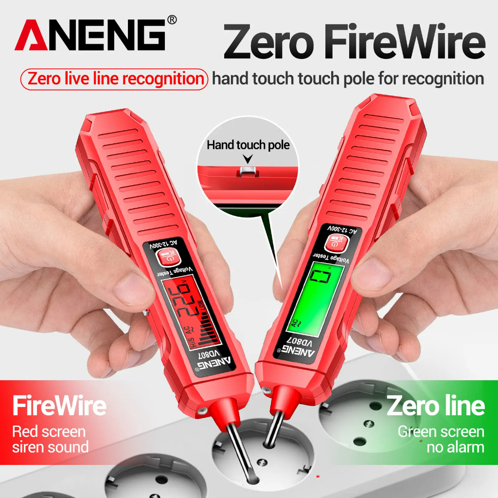 VD807 Tester Pen ปากกาดิจิตอล สีแดง ดิจิตอลมัลติมิเตอร์ ″ANENG″