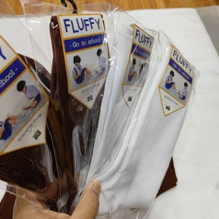 ถุงเท้านักเรียน แบบยาวสีขาวล้วน สีน้ำตาลแท็ก 12 คู่ 6 คู่ 3 คู่ไซส์