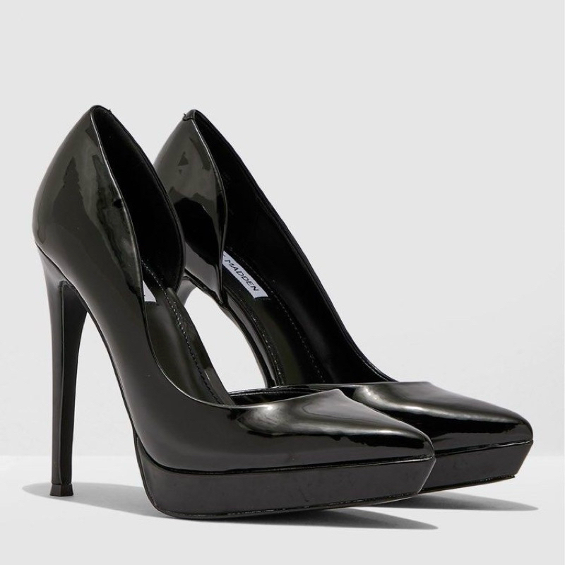 Steve Madden - Vixen Black Patent รองเท้าส้นสูง