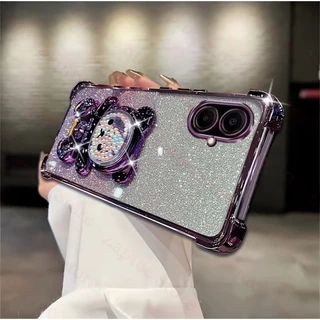 เคสหมี LOVE กริตเตอร์ สำหรับ Samsung A07 A08 A06 4G/5G A05 A12 S24Ultra S26 S26+ S26Ultra กันกระแทก น่ารัก ตั้งได้