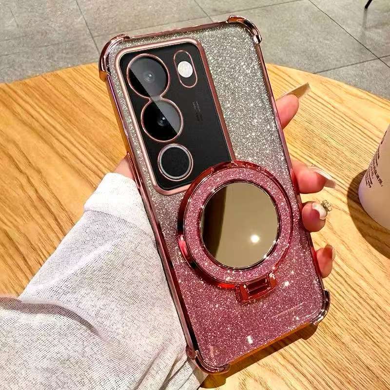 เคสขอบสี กากเพชรกันมุม สำหรับรุ่น Vivo Y04 Y29s Y19s Y200 Y300 Y28 4G Y29 Y39 เคสกันกระแทก กากเพชร