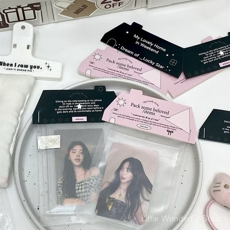 พร้อมส่ง!หัวการ์ดกระดาษ แพค10ชิ้น คละสองสี ดำ ชมพู ลายบ้าน lovely home สไตล์เกาหลี ขนาด10cm