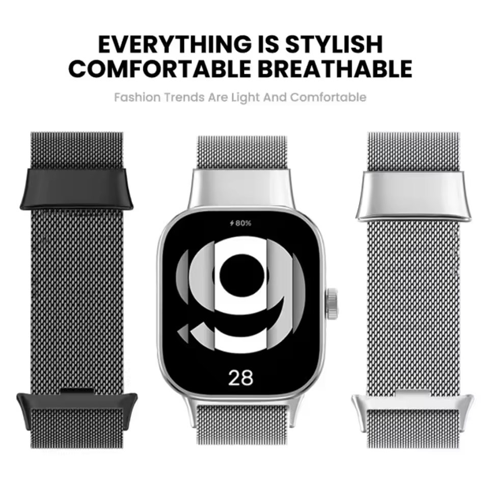 22mm Milanese Stianless Steel สายรัดสำหรับนาฬิกา Redmi 5 Active / 5 Lite Metal สายเคเบิล For Redmi Watch 3 Active/3 Lite - รูปที่ 4