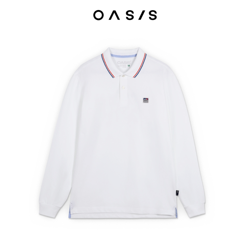 ไซส์ XL - XXL : OASIS เสื้อโปโล ผู้ชาย รุ่น MPLV-1847 แขนยาว เนื้อผ้านุ่ม ใส่สบาย สีขาว, เขียว