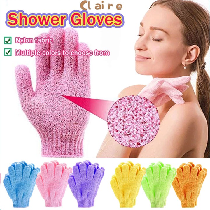 COD ถุงมืออาบน้ำ ถุงมือขัดผิวอาบน้ำ ขจัดเซลล์ผิวเก่า พร้อมส่ง Glove-style bath towel Shower Gloves Claire