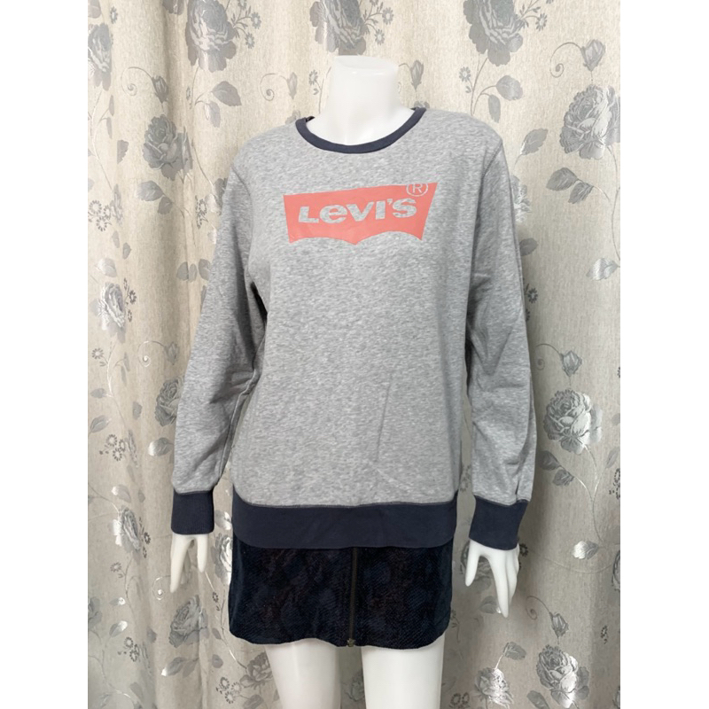 (SWY516)  เสื้อสเวตเชิ้ตคอกลม ผ้าเกล็ดปลา วินเทจ แบรนด์ Levi’s ไซส์ L อก 38“ (ยืดได้ถึง 48“) ⭐️มือสอ