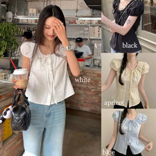 Dahong 💖 เสื้อยืดแขนสั้น  ขาว  เสื้อแขนตุ๊กตา  สีพื้น แฟชั่น…