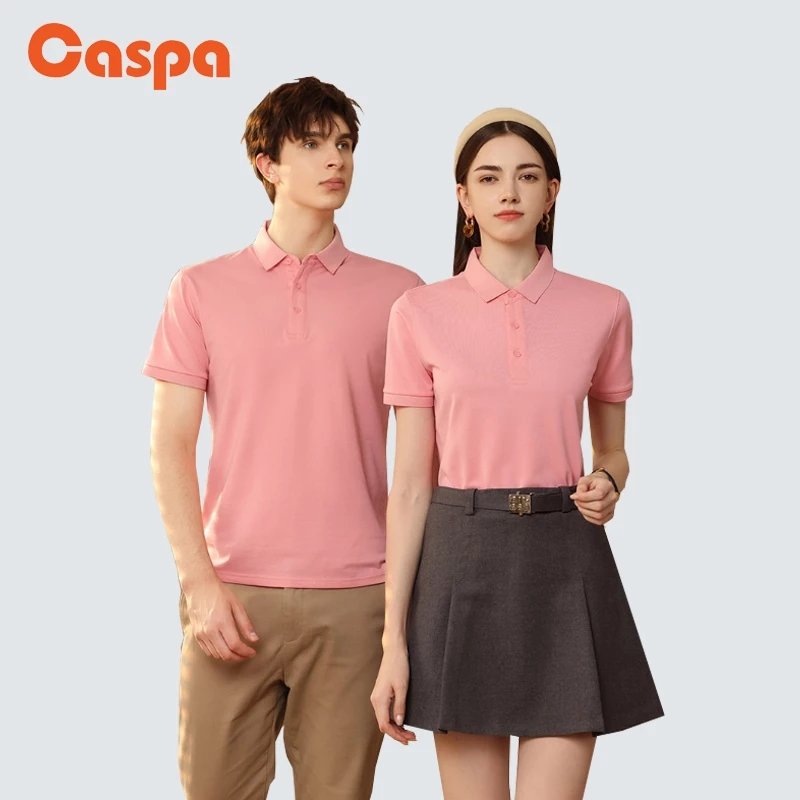 Caspa รุ่น PL-395N เสื้อโปโลแขนจั๊มคอปก ผ้าคอตตอน+โพลี ใส่ได้ผู้ชายผู้หญิง ราคาถูก เนื้อผ้าดี