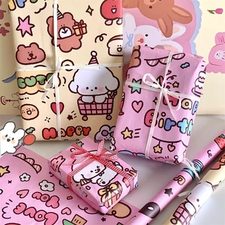 ส่งจากไทย 5แผ่น 50X70CM กระดาษห่อของขวัญลายน่ารัก กระดาษห่อของขวัญ กระดาษห่อของ ที่ห่อของขวัญ