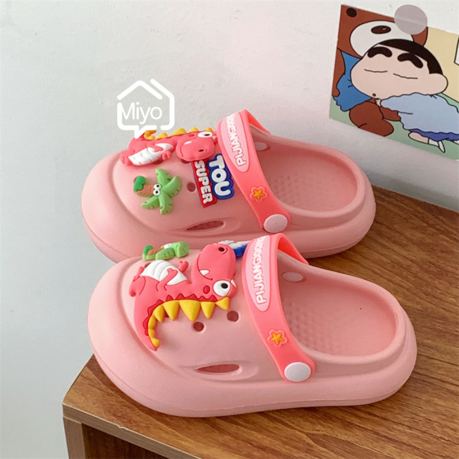 รองเท้าแตะหัวโตแบบสวม/รองเท้าแตะแฟชั่นเด็ก พร้อมจิบิไดโนเสาร์ น่ารักๆ น้ำหนักเบาพื้นนุ่มใส่สบายและมียางกันลื่น - รูปที่ 4