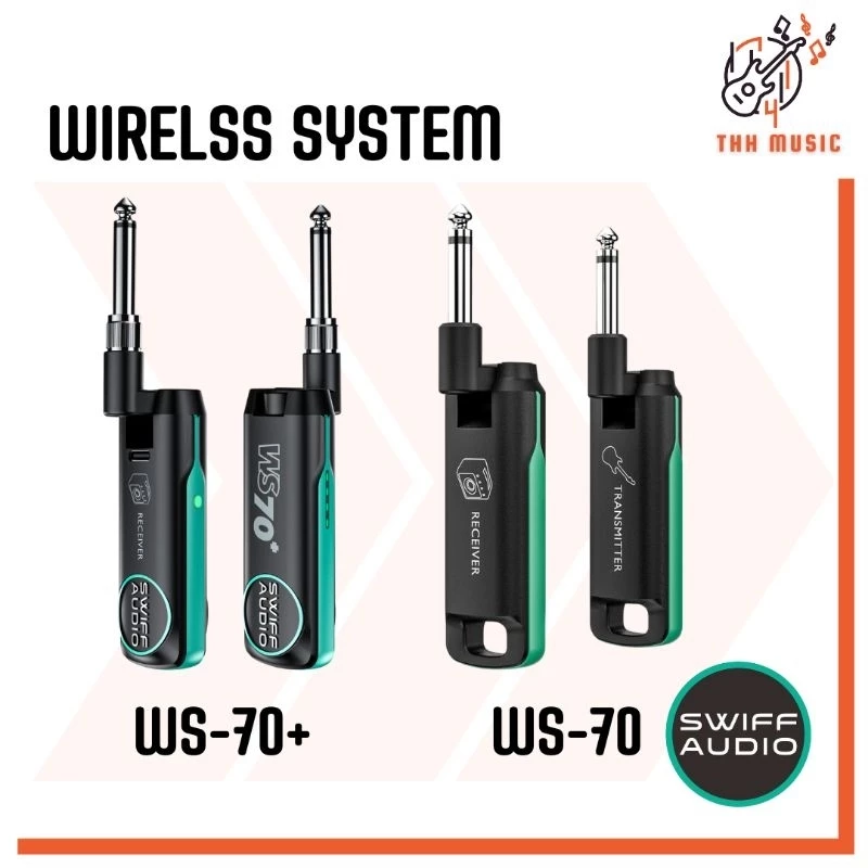 Swiff Audio WS-70,WS-70+ ไวเลสกีต้าร์ เบสไฟฟ้า ไร้สาย หัวแจ็ค 6.35mm TS UHF Wireless Guitar Bass