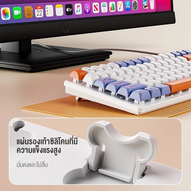 OLYPS คีย์บอร์ด USB แป้นพิมพ์ไทย เสียงเงียบ กันน้ำ 101 คีย์ thumbnail 6