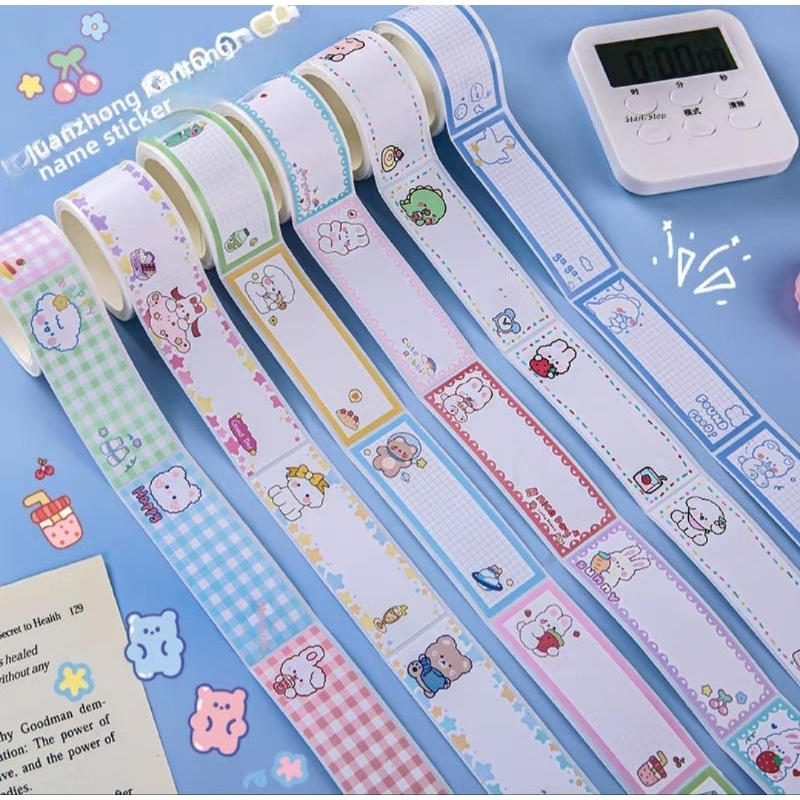 เทปสติกเกอร์เขียนชื่อเด็ก 250 แผ่น ลายน่ารัก ใช้ง่าย ติดแน่น ไม่หลุดง่าย