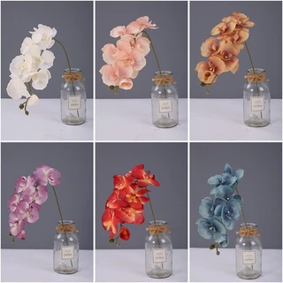 กระถางดอกกล้วยไม้เทียม 8 ดอก แบบฟาแลนนอปซิส กิ่งเทียมคุณภาพพรีเมียม ตกแต่งห้องรับแขก/โรงแรม/คอนโดหรู