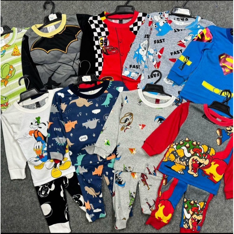 ชุดนอน (ยกแพ็ค 4 ชุด) ชุดนอนแขนยาว ขายาว เด็กชายหญิง 5-28 กิโล