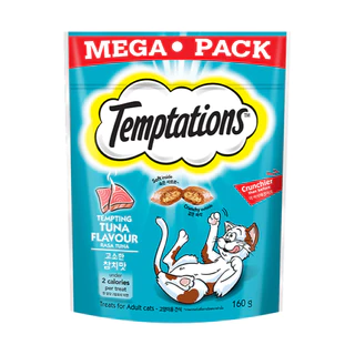 TEMPTATIONS Mega Pack 160 g. เทมเทชั่น ขนมแมวสอดไส้ครีม ถุงใหญ่ มีซิปล็อค 160 กรัม