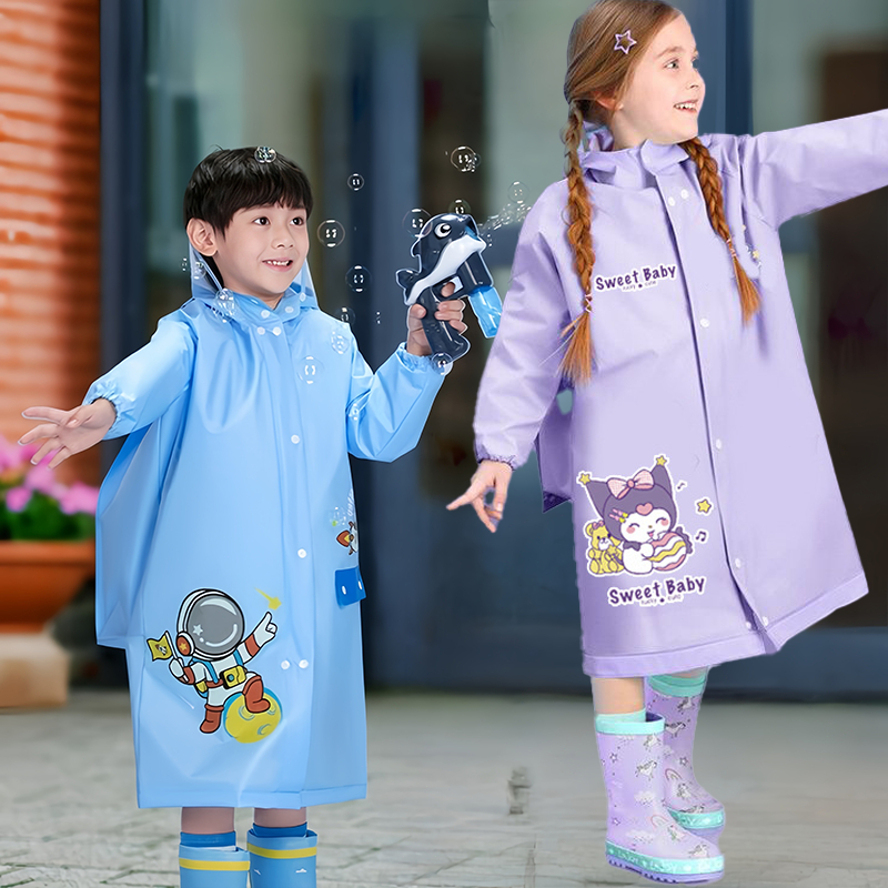 พร้อมส่งkids เสื้อกันฝนเด็ก เด็กผู้หญิงชุดกันฝนเด็กผู้ชาย มีแถบเรืองแสง ลายการ์ตูน ผ้าPVC 90-140cm【จัดส่งจากประเทศไทย】
