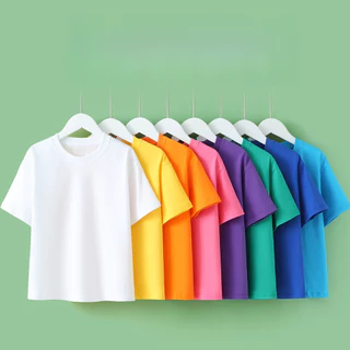 เสื้อยืดเด็กสีพื้น Kids เสื้อยืดเด็ก สไตล์มินิมอลอายุ 2-16ปี แขนสั้น คอกลม ผ้านุ่ม สัมผัสเบาสบาย ไม่ย้วย ไม่หด