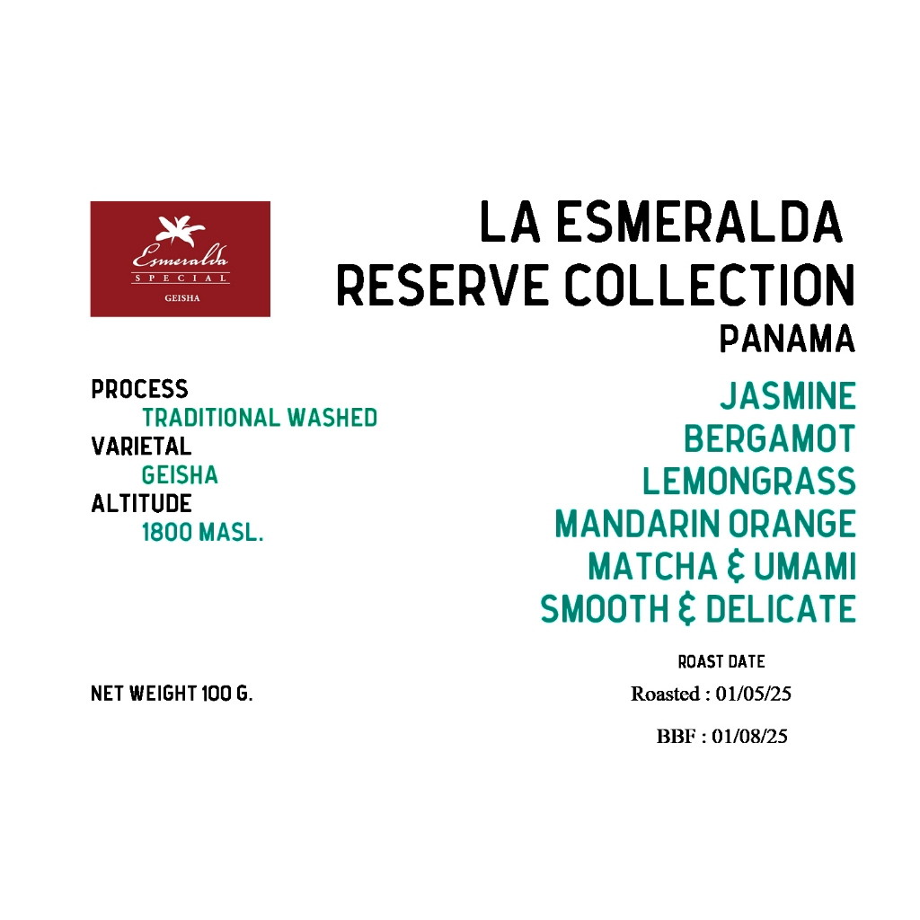 เมล็ดกาแฟคั่ว Panama La Esmeralda Reserve Collection Wash 100 g