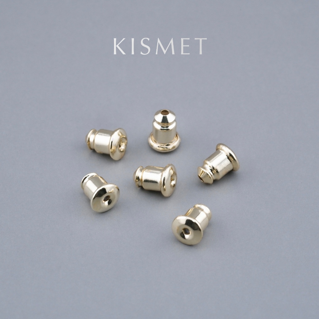 Kismet - Bullet Backs แป้นต่างหูโลหะ ทรงกระสุน สีทองอ่อน 14k (Light Gold) แพ็ค 4 คู่ Earring Backs | KM003-GD14K