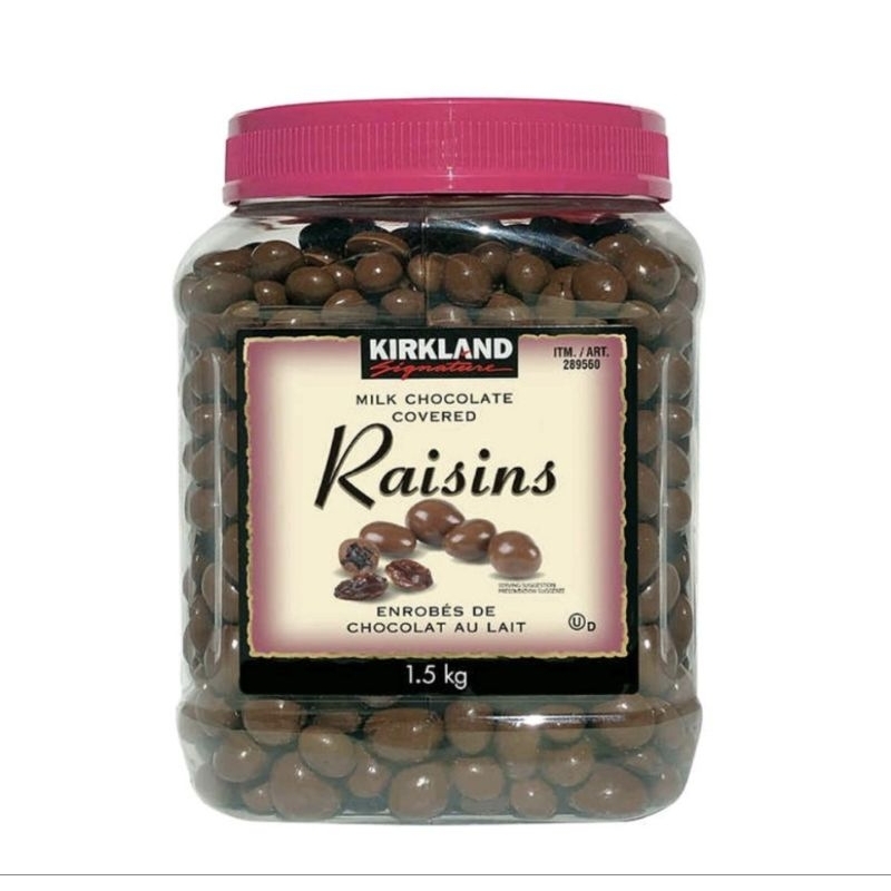 (🔺ส่งด่วน‼️)Kirkand Signature Raisins Milk Chocolate  1.53 kg.เคิร์กแลนด์ ซิกเนเจอร์ ช็อกโกแลตนมสอดไ