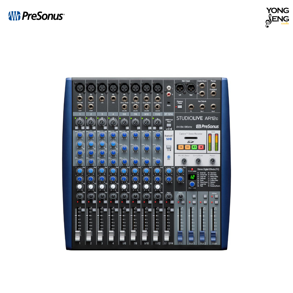 Presonus STUDIOLIVE AR12C ดิจิตอล มิกเซอร์ 24-bit/96kHz Stereo SD Recorder, 3-band analog EQ (Yong S