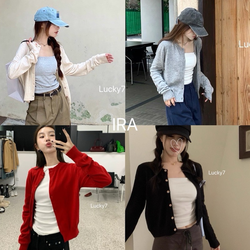 BY IRA (091) พร้อมส่ง เสื้อไหมพรมแขนยาว กระดุมหน้า ใส่สบาย ผ้านุ่มยืด แมทช์ได้หลายลุค