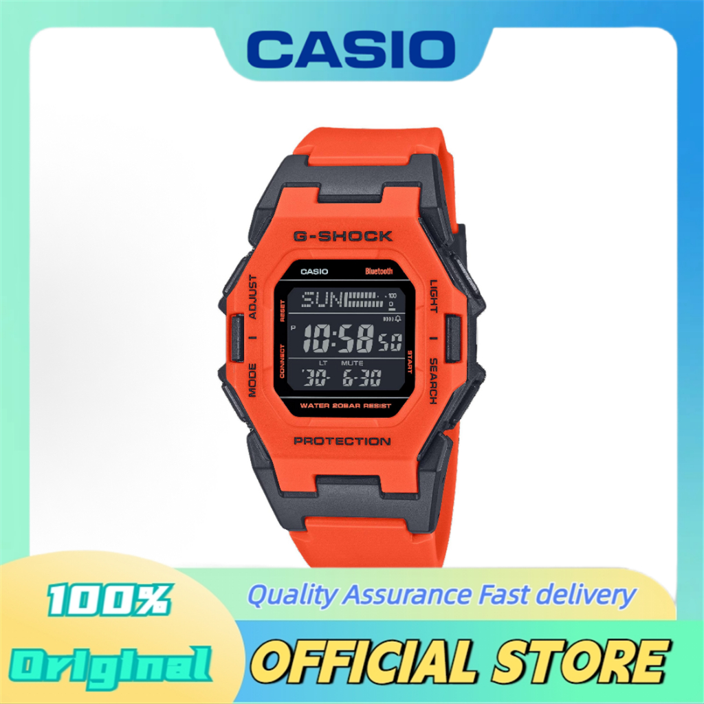 CASIO GD-B500 นาฬิกาผู้ชายแฟชั่นกันน้ําสีดําหน้าปัดสีส้มGD-B500FL-4JF