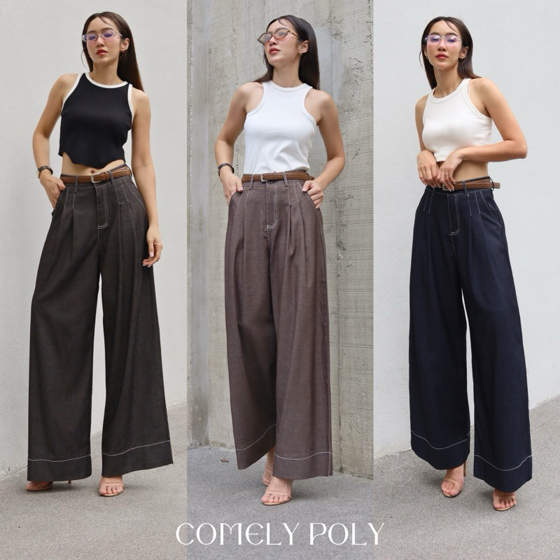 กางเกงเดินเส้นขากระบอก รุ่นComely’poly (P96)