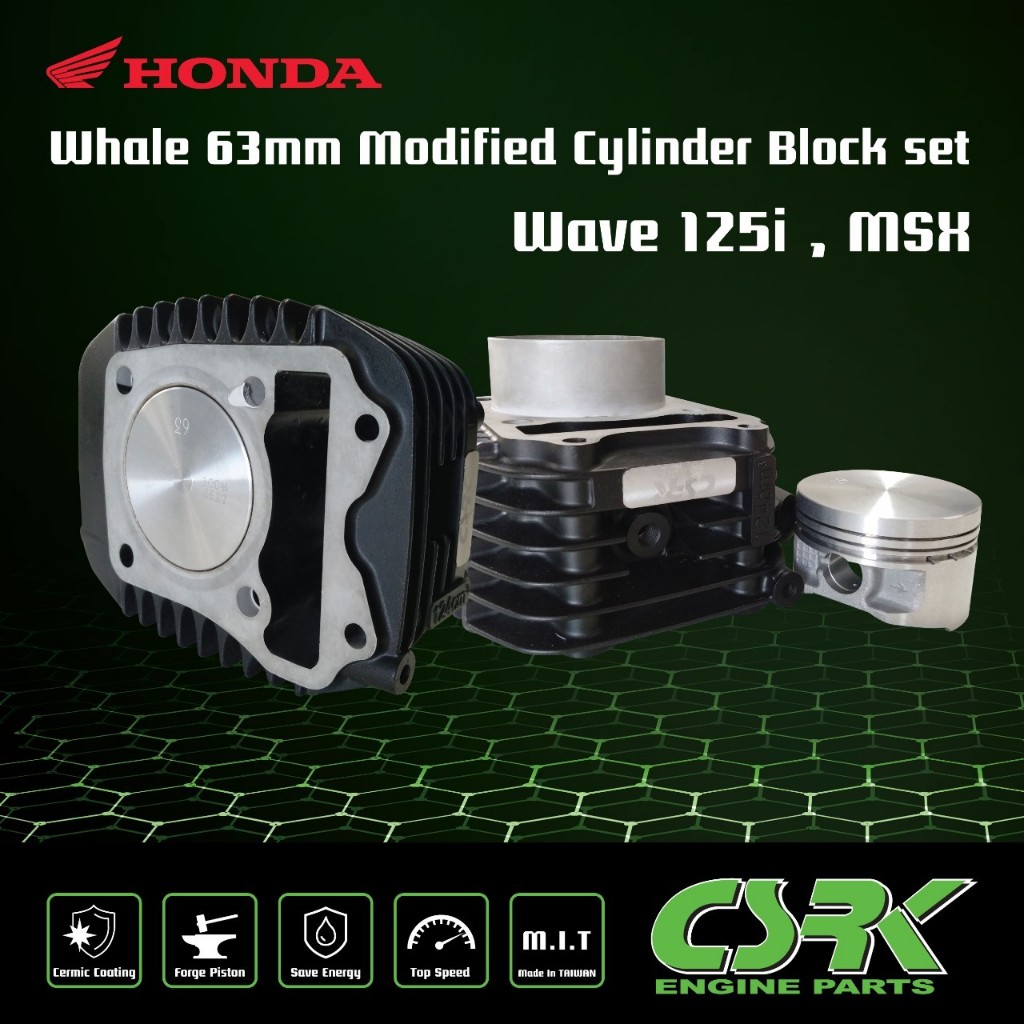 csrk ชุดคิท เสื้อสูบเซลามิก ลูกสูบฟอร์จ 63mm Wave 125i - MSX  125i