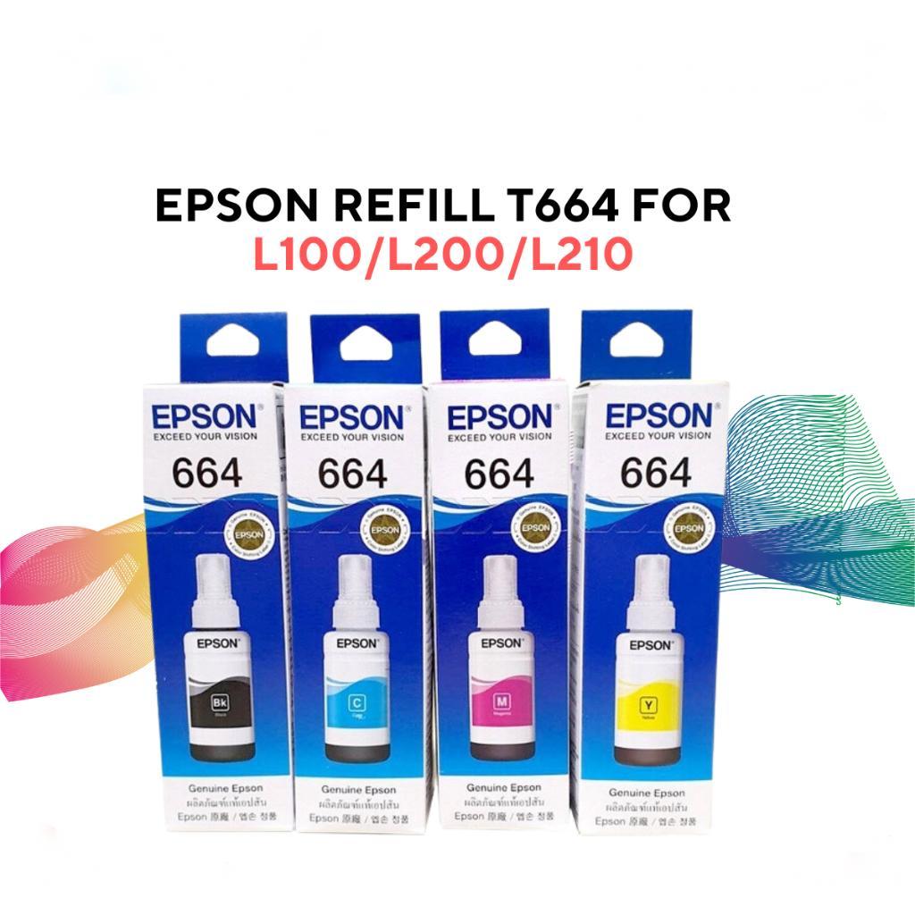 （มีกล่องอย） epson 664 ราคาถูกหมึกแท้ 100% หมึก หมึกเติม for ใช้กับปริ้นเตอร์ Epson L1300 / L310 / L2