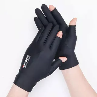 ถุงมือนิ้วตัด 2 นิ้ว ผ้าไหมเย็น | ระบายอากาศ กันUV/ลื่น | ไซส์เดียวชาย-หญิง