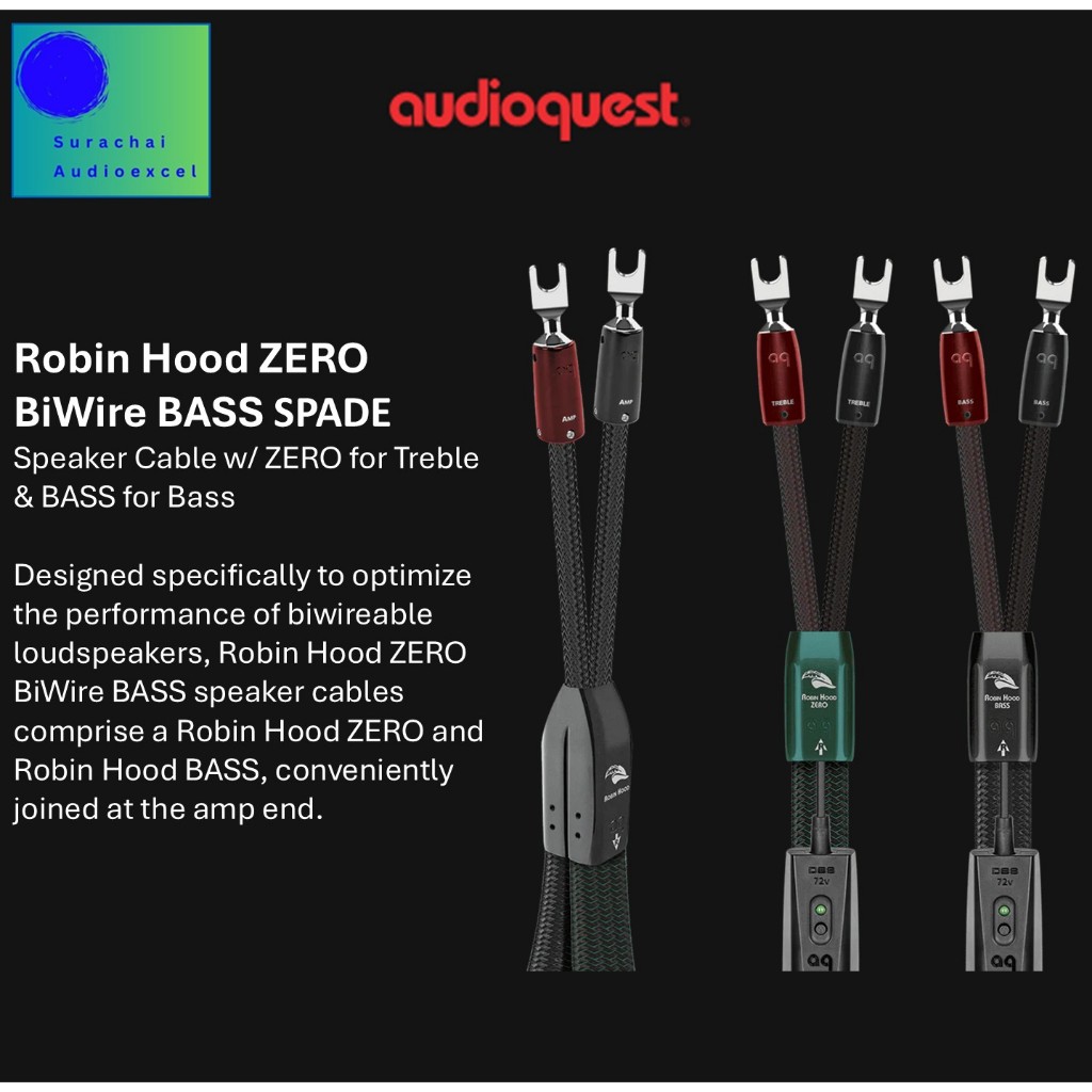 AUDIOQUEST :  ROBIN HOOD ZERO WITH ROBIN HOOD BASS (BI-WIRE) SPADE