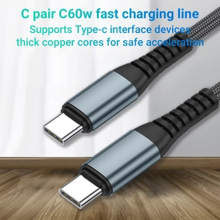 🔥ส่งจากไทย🔥สายชาร์จข้อมูลถักเร็ว 3A PD60W type-c ถึง type-c สองหัวแบบใหม่