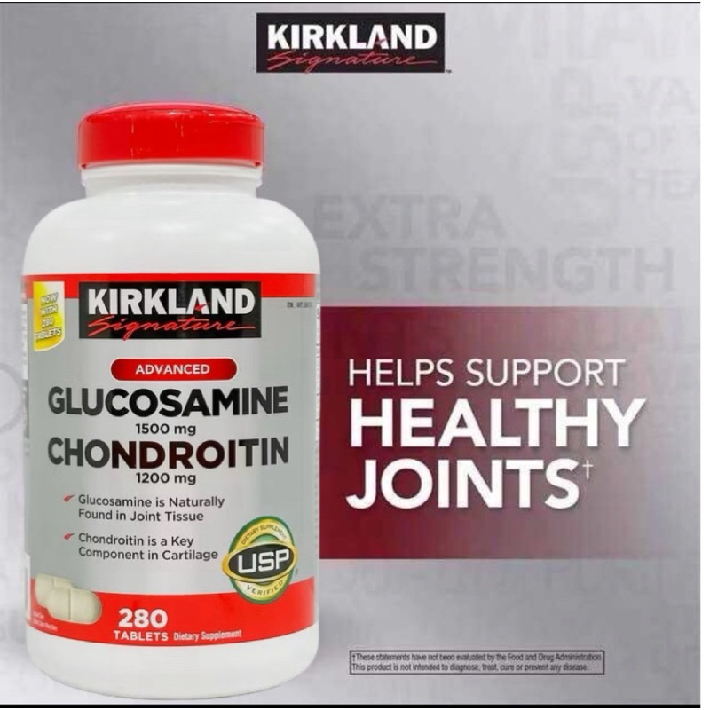 แท้% exp2029🇺🇸จากอเมริกา Kirkland Glucosamine 1500mg+Chondroitin 1200 mg รวม 280 เม็ด ข้อ กระดูก