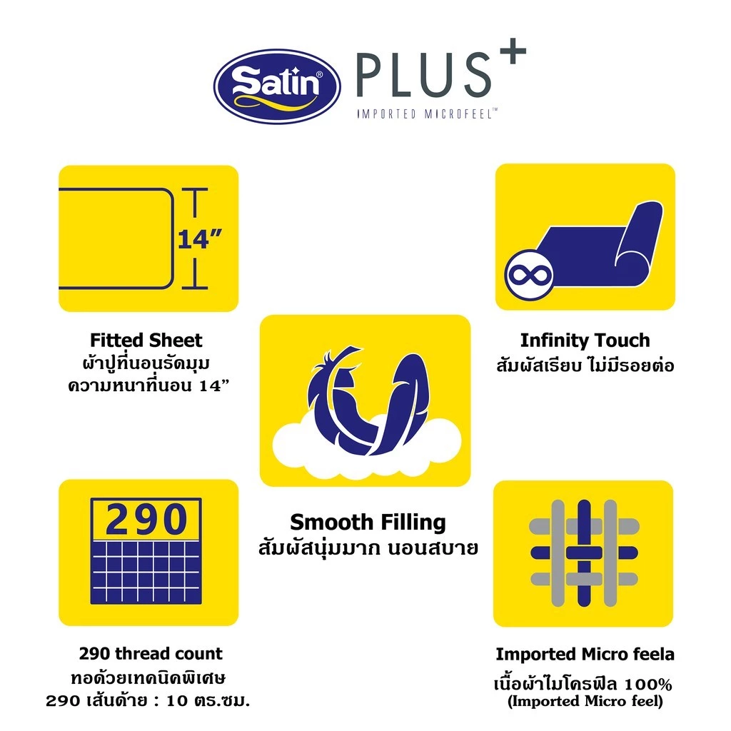 ชุดผ้าปูที่นอนพร้อมผ้านวม Satin Plus สีพื้น thumbnail 6