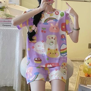 ชุดนอนผู้หญิงขาสั้น ชุดนอนผู้หญิงน่ารักๆ ชุดนอนแขนสั้น ชุดนอนผู้หญิง AE